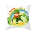 Funda de cojín San Patricio con estampado de leprechaun, arcoíris y monedas - Estilo Leprechaun y Monedas de Oro (TPR446-3)