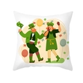 Funda de cojín de San Patricio con duendes festivos y estampados de tréboles - Leprechauns y Trébol (TPR446-4)