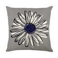 Gray linen waterproof pillowcase with white hand-painted daisy pattern for sofa decor - 45x45cm / Grey Daisy (SF001-1)