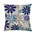 Waterproof floral linen pillowcase with blue Nordic abstract print for sofa decor - 45x45cm / Blue Grey Abstract Floral (SF001-3)