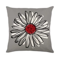 Waterproof grey decorative pillowcase with a minimalist white and red daisy print - 45x45cm / Grey Daisy Red Center (SF001-5)
