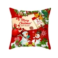 Weihnachtlicher Kissenbezug mit Schneemännern und Merry Christmas Schriftzug in Rot - 45x45CM (Ohne Kern) / Roter Hintergrund Doppel-Schneemänner (TPR427-7)