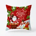 Weihnachtskissenbezug rot mit Weihnachtsmann und Best Wishes festlichem Druck - 45x45CM (Ohne Kern) / Roter Hintergrund Weihnachtsmann mit Sack (TPR427-8)