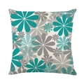 Waterproof pillowcase featuring abstract blue floral prints on textured polyester linen - 45x45cm / Lake Blue Daisy (SF001-11)