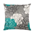 Waterproof decorative square pillowcase featuring Tiffany blue floral hand-drawn patterns - 45x45cm / Blue Grey Line Art (SF001-12)