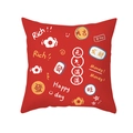 Festive red square pillowcase with lucky Chinese characters and vibrant cartoon prints - 45x45cm / Full of Energy Style (TPR426-9)