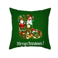 Quadratischer grüner Kissenbezug mit festlichem Stiefelmotiv und Merry Christmas Text - 45x45CM (Ohne Kern) / Grüner Hintergrund Symbolstiefel (TPR427-11)