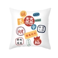 White Chinese New Year cushion cover with Lucky Rich calligraphy and festive illustrations - 45x45cm / Auspicious Multi-color Style (TPR426-10)