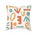 Square pillow cover with orange and teal abstract geometric pattern on white base - Bohemian Geometric (TPR435-5) / 45x45cm