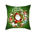 Grüner Weihnachts-Kissenbezug mit Weihnachtsmann und festlichen Pfirsichhaut-Mustern - 45x45CM (Ohne Kern) / Grüner Hintergrund Weihnachtsmann Kranz (TPR427-12)