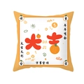 Chinese New Year festive cushion cover with Da Ji print in orange and white colors - 45x45cm / Great Fortune Style (TPR426-11)
