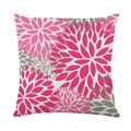 Waterproof pillow cover featuring pink and grey floral print on durable linen fabric - 45x45cm / Rose Red Radial (SF001-14)