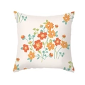 Square peach skin pillowcase with floral orange print and gray-green leaves on beige - Warm Orange Floral (TPR435-8) / 45x45cm