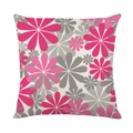 Waterproof polyester linen cushion cover with modern abstract floral pattern in pink and grey - 45x45cm / Rose Pink Overlap (SF001-15)
