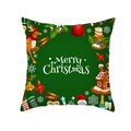Grüner Weihnachts-Kissenbezug mit Rentier, Lebkuchenhaus und festlichen Schneeflockenmustern - 45x45CM (Ohne Kern) / Grüner Hintergrund Rentier Lebkuchenhaus (TPR427-15)