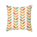 Square peach skin pillowcase with colorful abstract geometric leaf prints in orange and blue - Geometric Arranged Leaves (TPR435-9) / 45x45cm