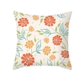 Floral geometric peach skin pillowcase with orange flowers and green leaves pattern - Pastoral Natural Floral (TPR435-10) / 45x45cm