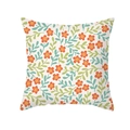 Peach skin pillowcase with red floral print and green leaves on cream background - Pastoral Small Floral (TPR435-11) / 45x45cm