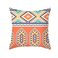 Fodera per cuscino bohémien con motivi geometrici per arredamento casa e divano - 45x45CM (Senza Interno) / Geometrico Arancione Giallo Blu Ciano (TPR437-5)