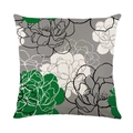 Waterproof cotton linen pillowcase featuring green and grey floral print for sofa décor - 45x45cm / Emerald Freehand Floral (SF001-20)