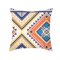 Fodera per cuscino bohémien con motivi geometrici arancioni e blu in stile etnico tribal - 45x45CM (Senza Interno) / Geometrico Blu Scuro Arancione Giallo (TPR437-6)