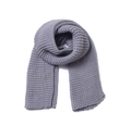 Detailed view of gray chunky knit scarf texture with thick woolen garter stitch pattern - Gray