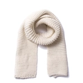 Detailed view of thick off-white knit texture on a cozy winter unisex scarf - Off-white