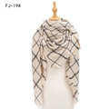 Classic beige and black checkered shawl scarf with fringe edges on a mannequin stand - Beige (FJ-19#)