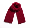 Solid wine red chunky knit scarf for winter with a classic vertical ribbed pattern - Burgundy