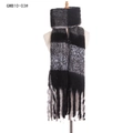Thick oversized plaid scarf in black and grey checkered knit with fringe tassels - 04# Black And White