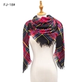 British style red and black checkered square scarf with fringe on a white bust mannequin - Red Purple Black (FJ-18#)