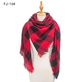 Classic red and black buffalo plaid square scarf with tassel fringe for women - Red Black Plaid (FJ-16#)