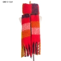 Thick red and orange plaid scarf with fringe tassels on a white mannequin torso - 06# Red