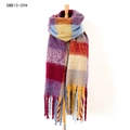 Thick plaid scarf with deep red and blue oversized checks and long fringe details - 09# Blue Yellow