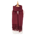 Sciarpa in maglia rosso vino simil cashmere con spesse frange per l'autunno - Borgogna