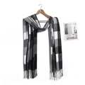Classic black and white plaid scarf with long tassels and thick british style weaving - 200*60cm / Black and White Plaid