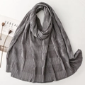Detail of dark grey pleated scarf showing intricate vertical texture and soft crinkle fabric - Gray (SL2511-007)