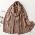 Detailed texture of brown pleated scarf with vertical creases on minimalist background - Khaki (SL2511-007)
