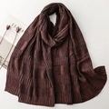 Macro detail of dark coffee pleated scarf with textured fabric and elegant accordion folds - Coffee (SL2511-007)