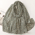 Elegant cream scarf with black and gold foil heart prints for a stylish winter look - Dark Green