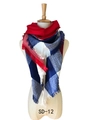 Sciarpa classica a quadri rosso e blu navy con frange in morbida maglia tipo cashmere - Rosso