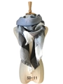 Sciarpa a quadri stile cashmere con nappe in classico nero bianco e grigio - Grigio Blu Chiaro