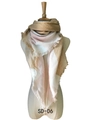 Plaid tassel shawl scarf in beige and pink cashmere-like fabric on white mannequin - Beige Pink Plaid
