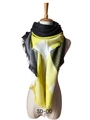 Plaid cashmere-feel scarf in yellow, black and grey with fringe edges, model SD-00 - Yellow
