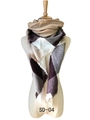 Plaid tassel triangle scarf in beige, white, and dark purple soft cashmere-like fabric - Beige Coffee