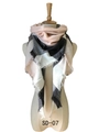 Plaid tassel scarf in light pink, dark grey and beige cashmere-like soft fabric - Grey and Pink Plaid