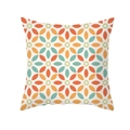 Square peach skin pillowcase with Nordic floral and geometric print in orange and blue - Geometric Color Block Floral (TPR435-13) / 45x45cm