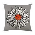 Waterproof dark grey linen pillow cover featuring a stylized white daisy print - 45x45cm / Dark Grey Daisy Orange (SF001-21)