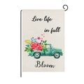 Watercolor floral pickup truck garden flag with black metal stand for outdoor decor - Blooming Pickup Truck Style (HYQ026-5)