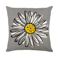 Waterproof grey linen pillowcase featuring a large white daisy print for sofa decor - 45x45cm / Grey Daisy Yellow Center (SF001-25)